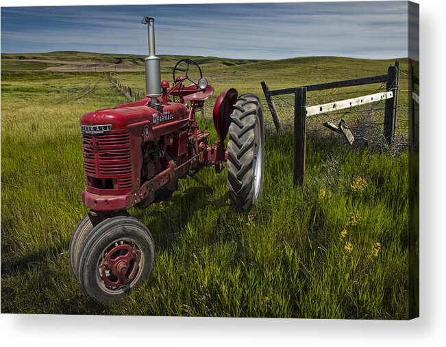 Tractor Acrylic Print featuring the photograph Farmall Tractor model H on the Prairie by Randall Nyhof