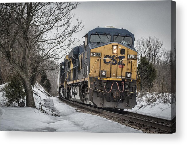 Csx Railroad Acrylic Print featuring the photograph February 26. 2015 - CSX Q596 by Jim Pearson