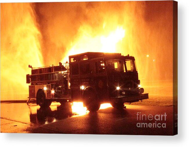 Fiery Fire Truck Acrylic Print featuring the photograph Fiery Fire Truck by Jim Lepard