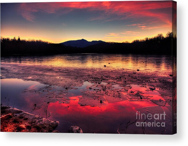 Fire And Ice At Price Lake Located In Blowing Rock Acrylic Print featuring the photograph Fire and Ice at Price by Robert Loe