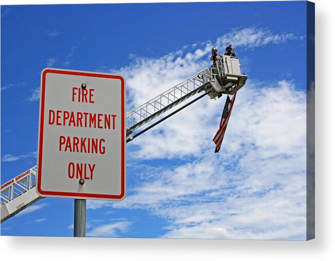 Aerial Ladder Acrylic Print featuring the photograph Fire Department Parking Only by Susan McMenamin
