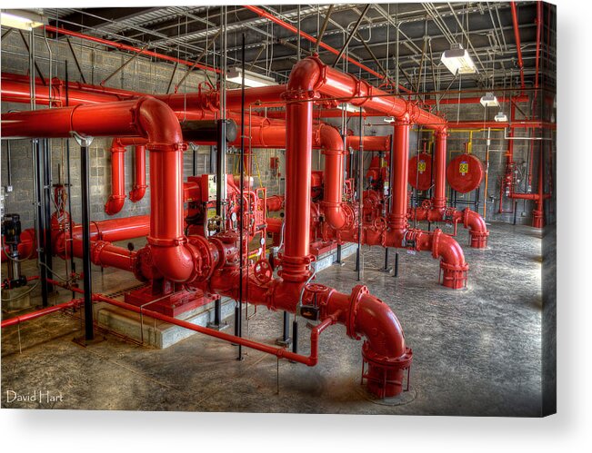 Fire Acrylic Print featuring the photograph Fire pump room 2 by David Hart