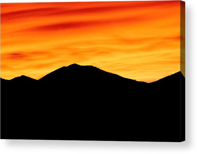 Sunset Acrylic Print featuring the photograph Fire Sunset On Utah Oquirrh Mountains by Tracie Schiebel