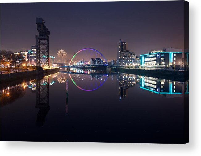 Glasgow Acrylic Print featuring the photograph Fire works night Glasgow by Stephen Taylor