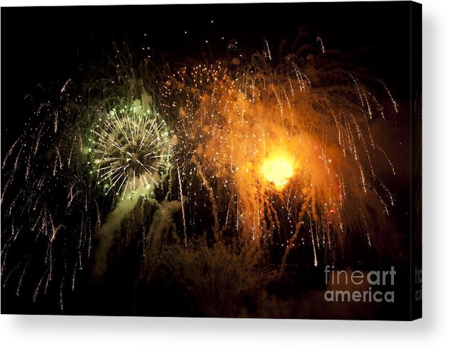 Fireworks Acrylic Print featuring the photograph Fireworks in Chicago by Dejan Jovanovic