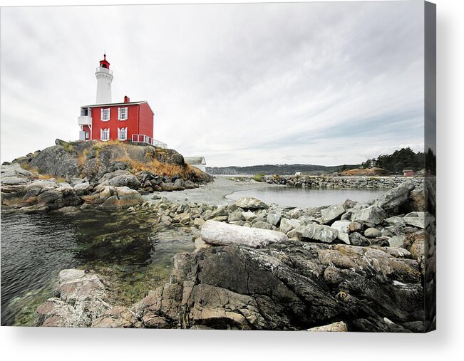 Water's Edge Acrylic Print featuring the photograph Fisgard Lighthouse by Emilynorton