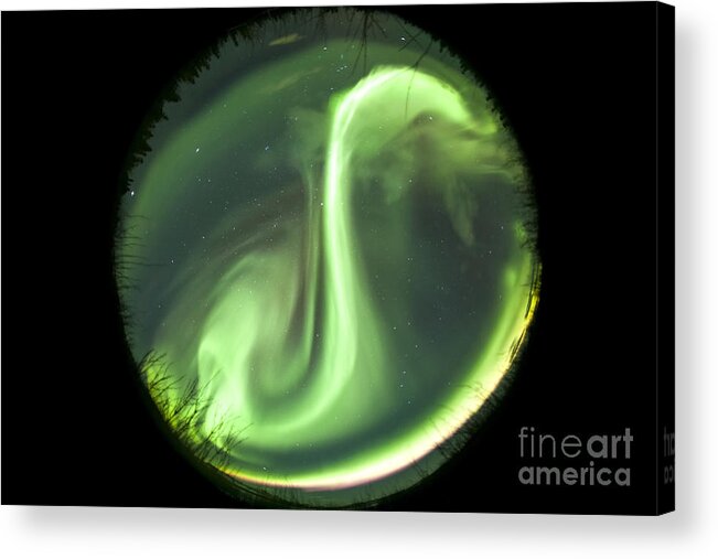 Horizontal Acrylic Print featuring the photograph Fisheye Lens View Of A Bright Aurora by Philip Hart