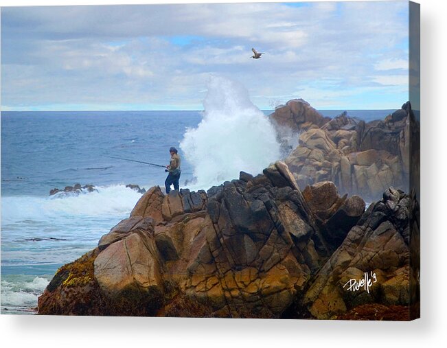 Fine Art Monterey Acrylic Print featuring the digital art Fishing Dragon's Head - Pacific Grove CA by Jim Pavelle