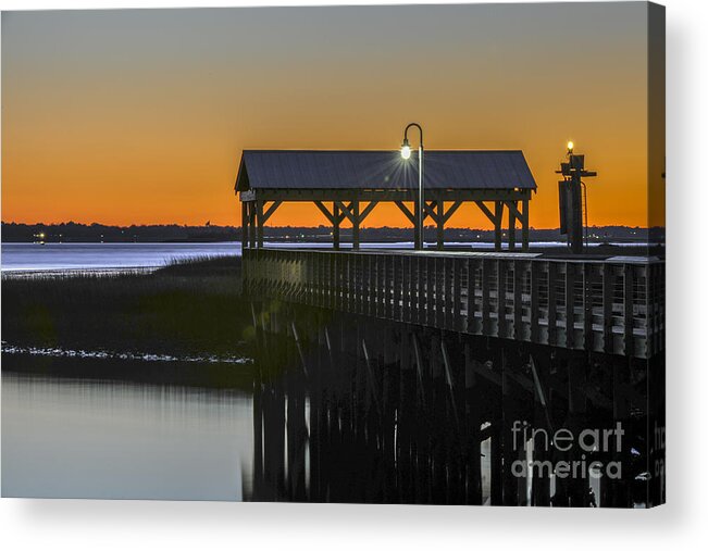 Dusk Acrylic Print featuring the photograph Fishing Pier at Dusk by Dale Powell