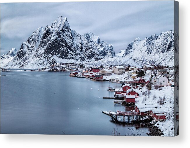 Tranquility Acrylic Print featuring the photograph Fjord At City Reine, Lofoten, Norway by Daniel Osterkamp