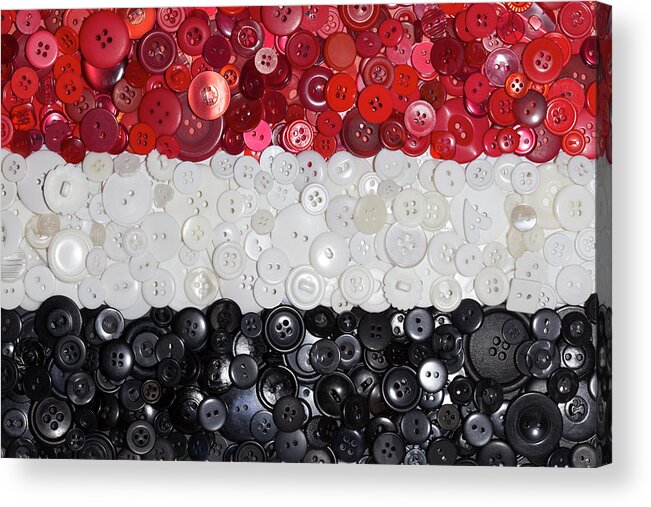 Brampton Acrylic Print featuring the photograph Flag Made Of Buttons by Lisa Stokes