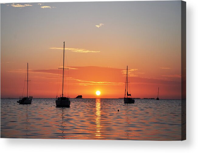 Florida Acrylic Print featuring the photograph Florida Sailboat Sunset by Bill Cannon