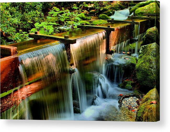 The Great Smoky Mountains National Park Acrylic Print featuring the photograph Flume Overflow by Carol Montoya