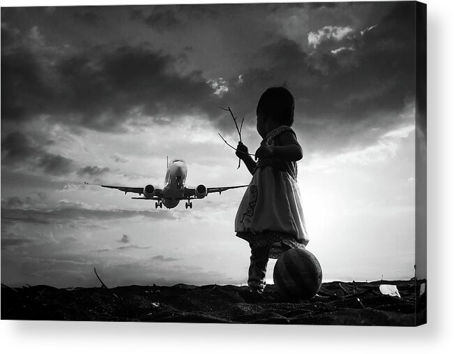 Child Acrylic Print featuring the photograph Fly Again by 