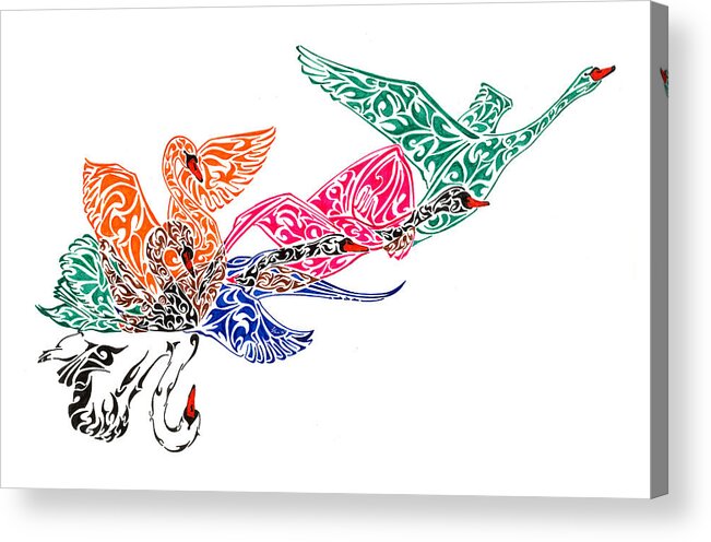 Doodle Acrylic Print featuring the painting Fly High by Anushree Santhosh
