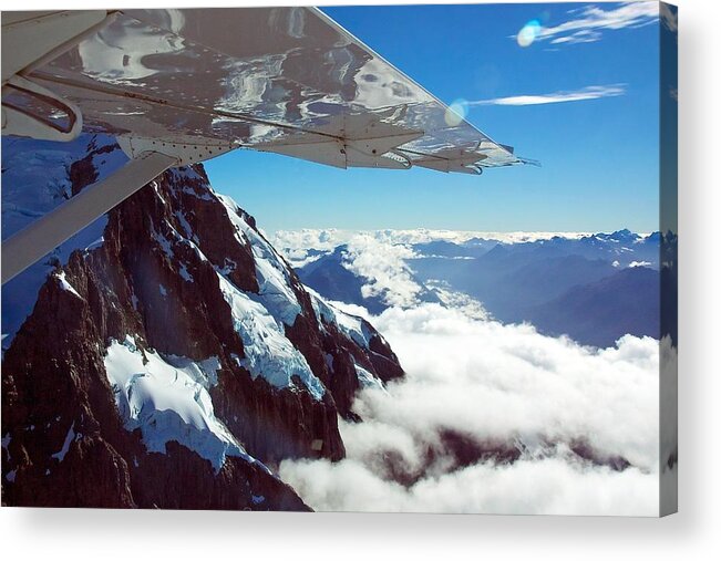 Plane Acrylic Print featuring the photograph Flying Between the Peaks by Stuart Litoff