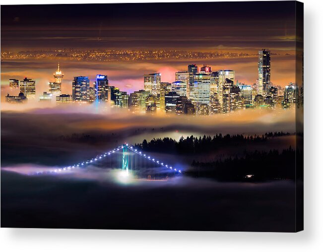 Vancouver Acrylic Print featuring the photograph Foggy Night Crop by Alexis Birkill
