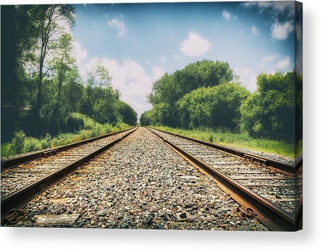 Train Tracks Acrylic Print featuring the photograph Follow The Tracks by Bill and Linda Tiepelman
