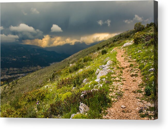 Trail Acrylic Print featuring the photograph Foot path into the French Alps by Nila Newsom