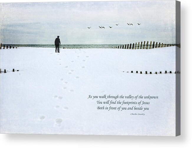 Snow Acrylic Print featuring the photograph Footprints by Cathy Kovarik