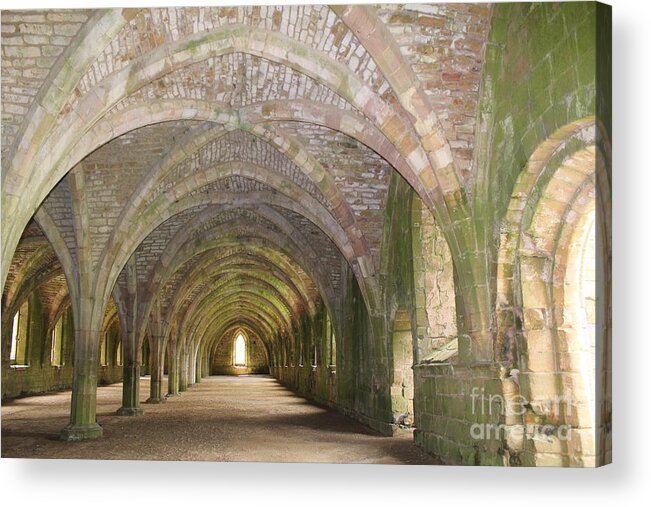 Fountains Abbey Acrylic Print featuring the photograph Fountains Abbey Cellarium by David Grant