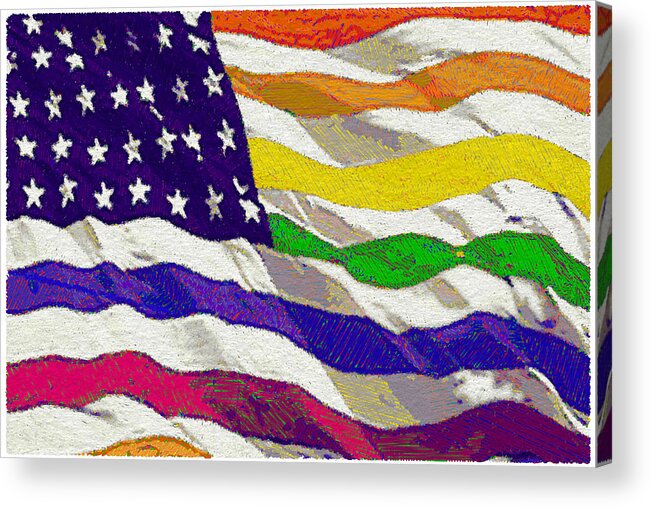 Flag Acrylic Print featuring the painting Freedom by Tony Rubino
