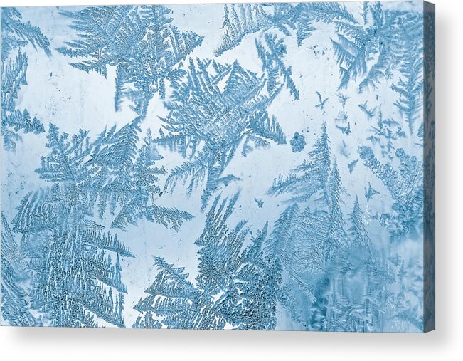 Cool Attitude Acrylic Print featuring the photograph Frost Blue Pattern On Window by Oxygen