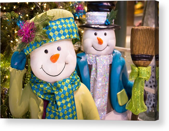 Snowmen Acrylic Print featuring the photograph Frosty Fashionistas by Bill Pevlor
