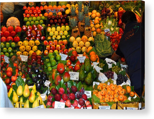 Fruit Acrylic Print featuring the photograph Fruit at Boqueria Market Barcelona by Diane Lent