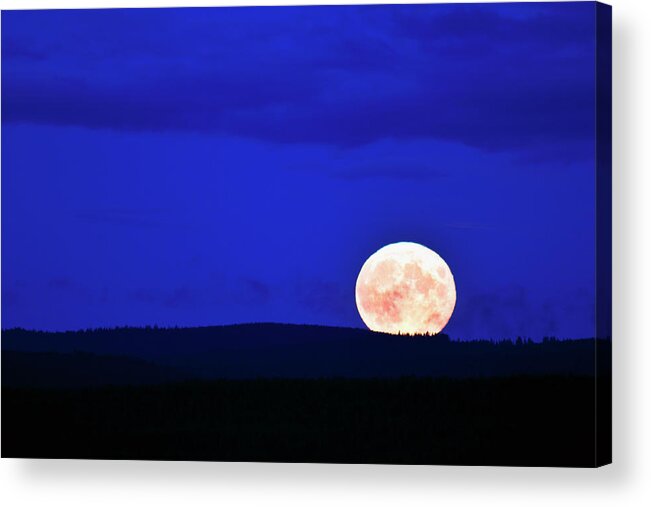 Tranquility Acrylic Print featuring the photograph Full Moon Over Horizon by Johner Images