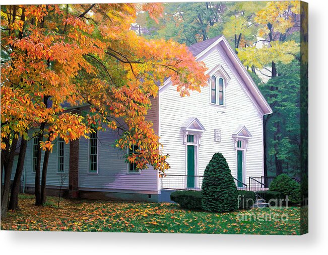 Funk's Grove Acrylic Print featuring the painting Funk's Grove Church by Jackie Case