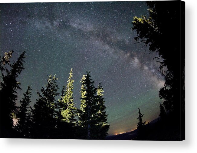 Milky Way Acrylic Print featuring the photograph Galactic Forest by Margaret Pitcher