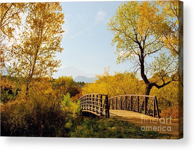 Autumn Acrylic Print featuring the photograph Garden of the Gods Bridge by Teri Atkins Brown