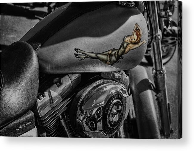 Motorcycle Acrylic Print featuring the photograph Gas Tank Pin Up Girl by Jeff Swanson