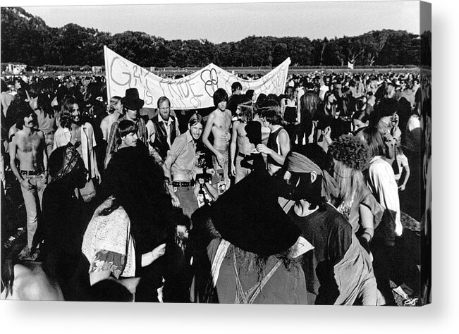 1970s Acrylic Print featuring the photograph Gay Pride Gathering by Underwood Archives Adler