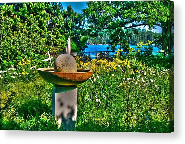 Landscape Acrylic Print featuring the mixed media Gazing Ball by Alicia Kent