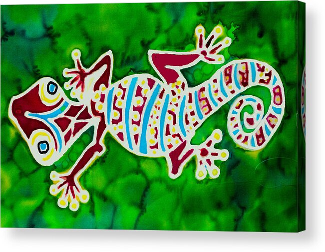Gecko Acrylic Print featuring the painting Gecko Rojo by Kelly Smith