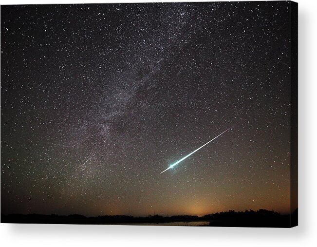 Gemini Acrylic Print featuring the photograph Geminid Meteor in Florida by Jean Clark