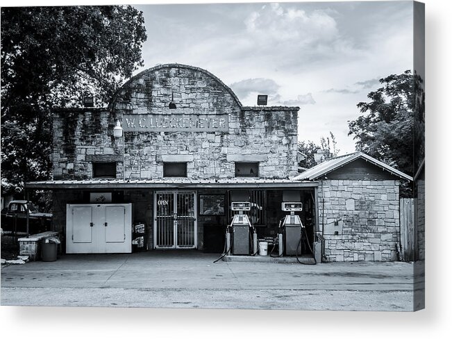 General Store In Independence Texas Acrylic Print featuring the photograph General Store in Independence Texas BW by David Morefield