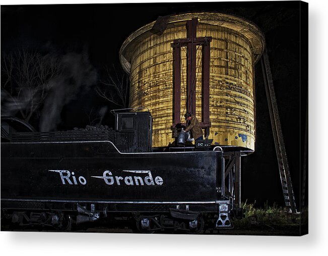 Train Acrylic Print featuring the photograph Getting Water by Priscilla Burgers