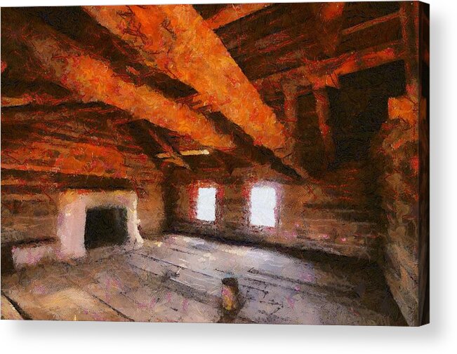Ghost Ranch Acrylic Print featuring the digital art Ghost Ranch Cabin by Carrie OBrien Sibley