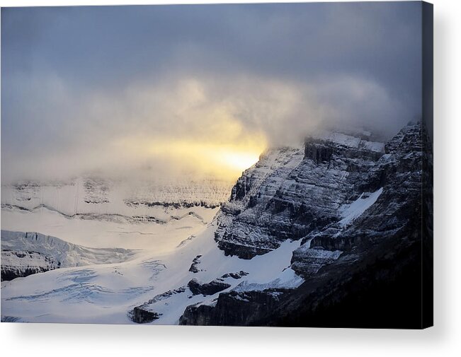Landscapes Acrylic Print featuring the photograph Glacier Above Lake Louise Alberta Canada by Mary Lee Dereske