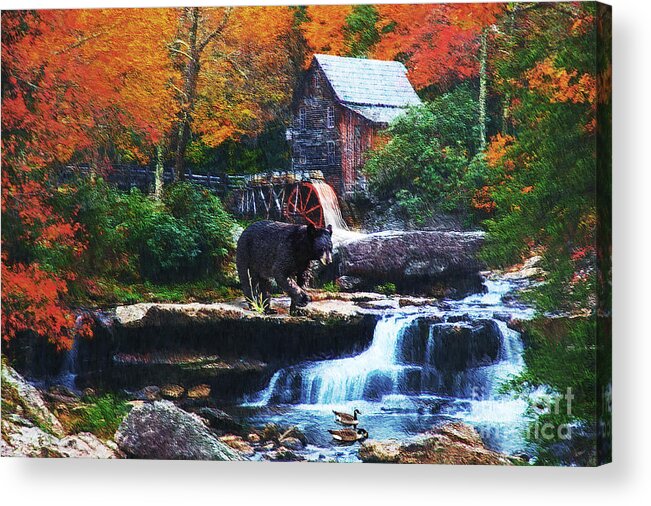 Mill Acrylic Print featuring the digital art Glade Creek Grist Mill by Lianne Schneider