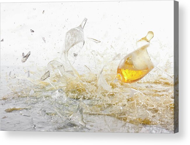White Background Acrylic Print featuring the photograph Glasses Of Beer Shattering by Fstop Images - Dual Dual