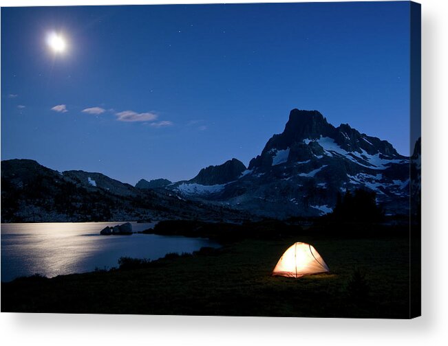 Mountains Acrylic Print featuring the photograph Glowing Tent, Ansel Adams Wilderness by Josh Miller