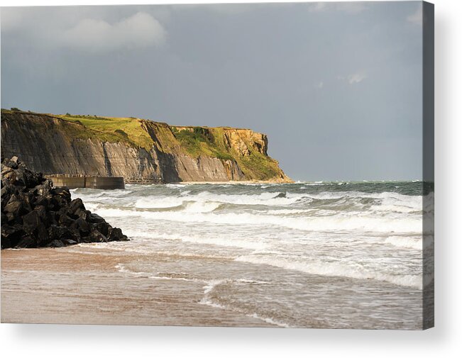 D Day Acrylic Print featuring the photograph Gold Beach Cliffs by Earleliason