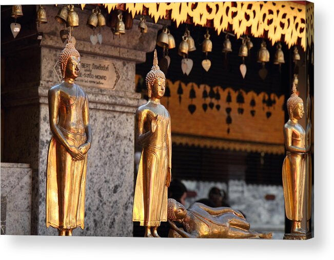 Chiang Acrylic Print featuring the photograph Gold Buddha - Wat Phrathat Doi Suthep - Chiang Mai Thailand - 01132 by DC Photographer