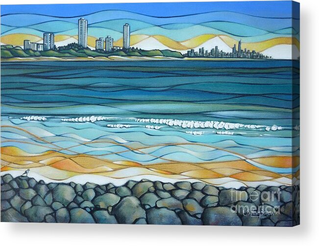 Beach Acrylic Print featuring the painting Gold Coast 180810 by Selena Boron