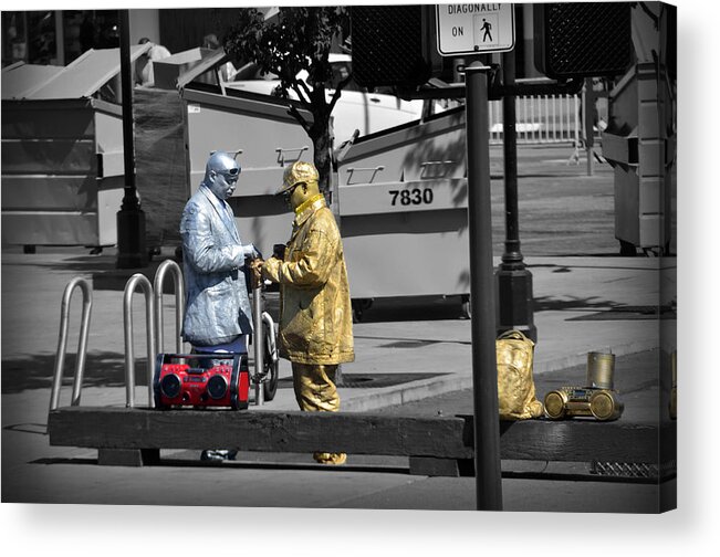 Gold Acrylic Print featuring the photograph Gold man and silver man by RicardMN Photography