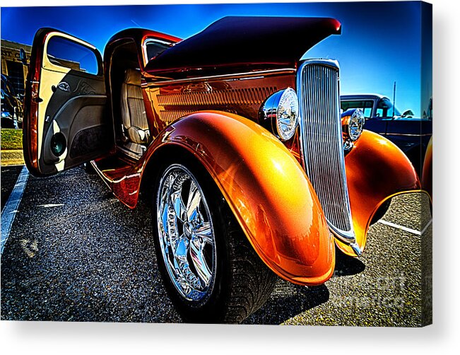 Car Acrylic Print featuring the photograph Gold Vintage Car at Car Show by Danny Hooks